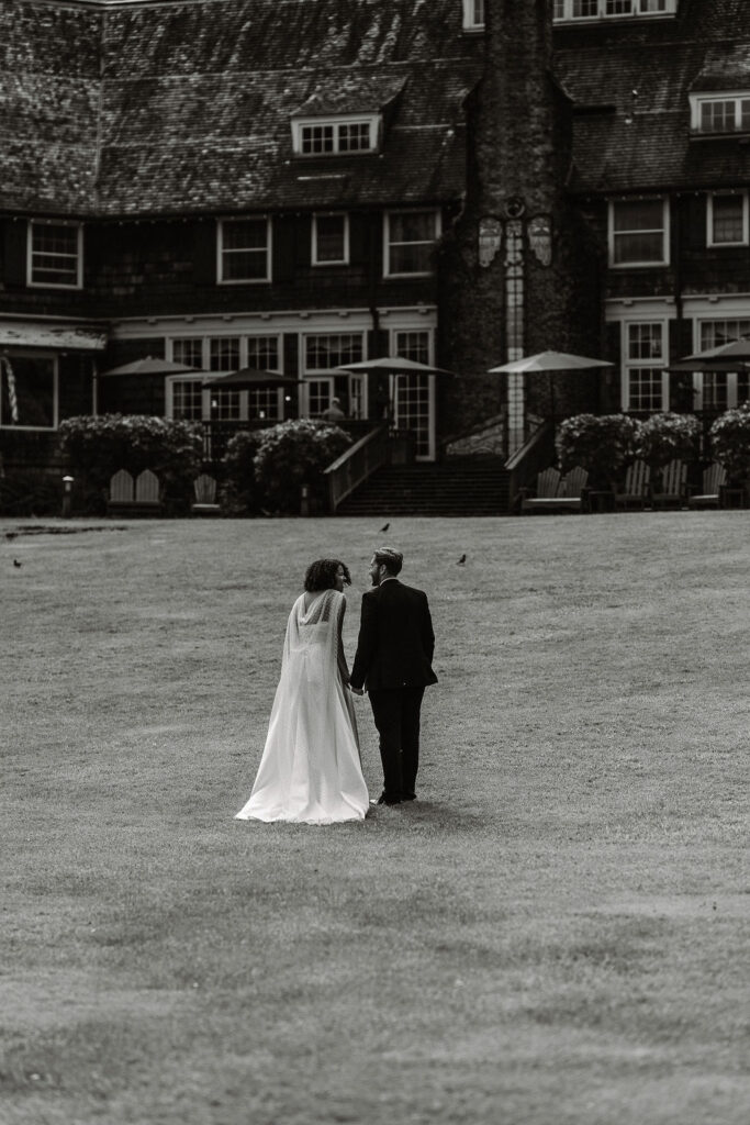 b&w photo of the eloped couple