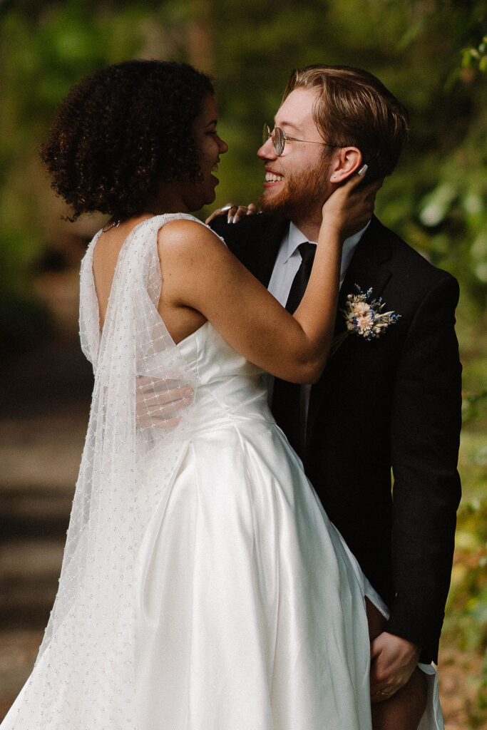 couple smiling at each other 