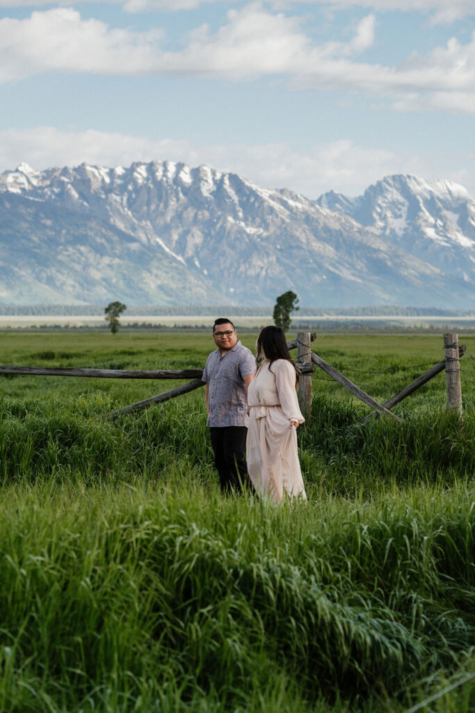 couple at their romantic boho engagement 