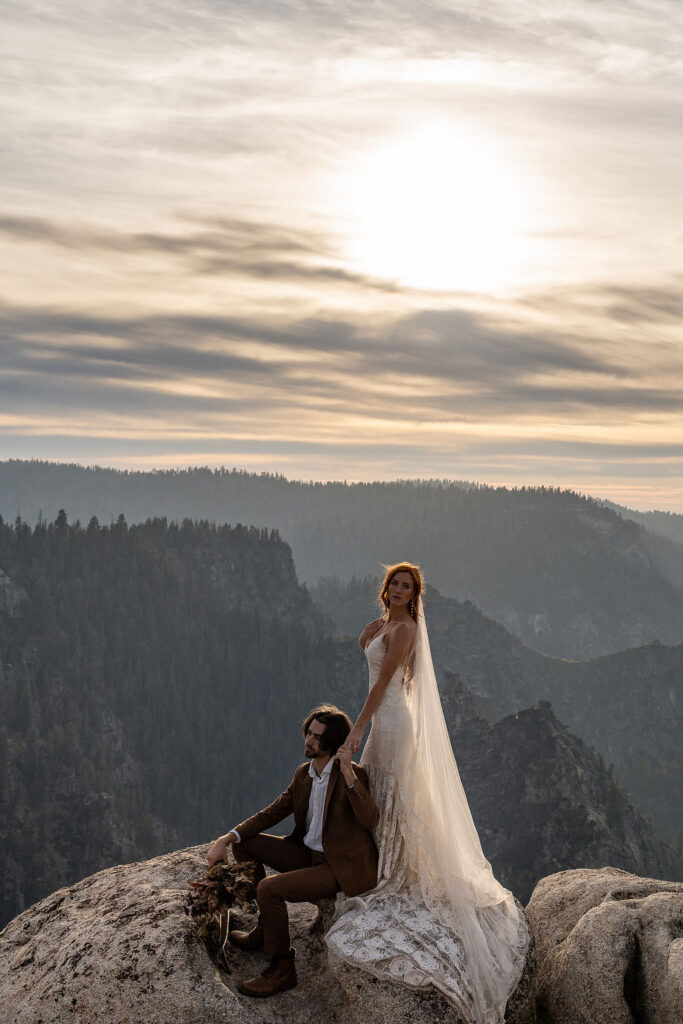 couple portrait with the sun in the background