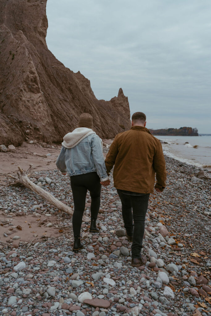 couple wearing stunning engagement outfits