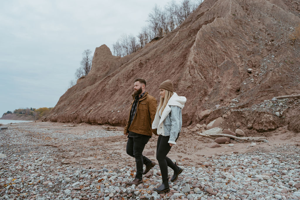 couple wearing stunning engagement outfits