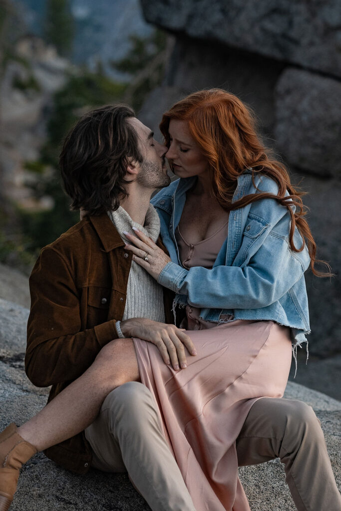 amazing couple kissing during their engagement photoshoot