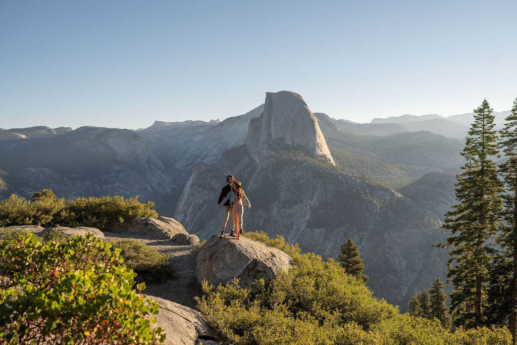 stunning portrait of the newly engaged couple at glacier point