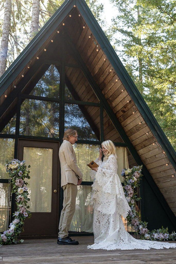 couple at their elopement ceremony 