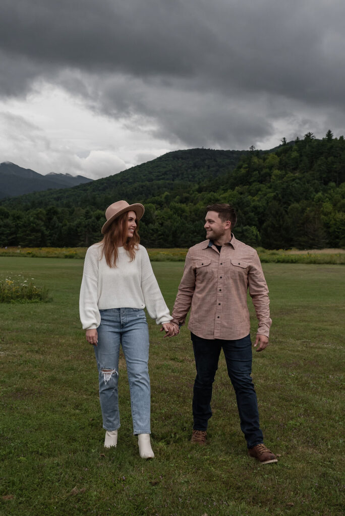 couple walking around holding hands