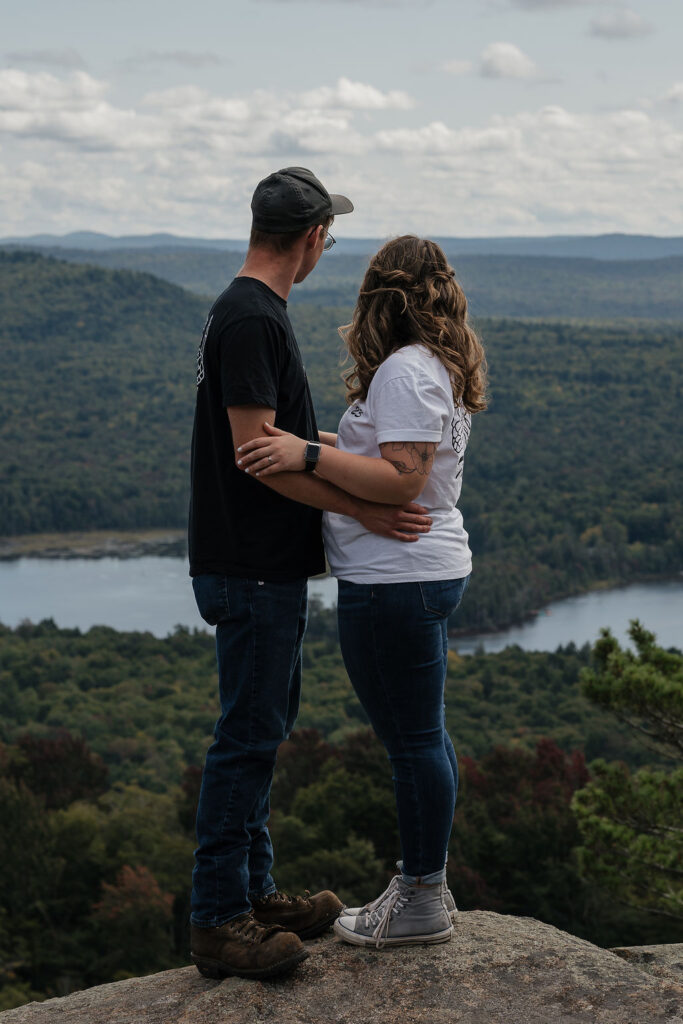 bride and groom hugging at their intimate and intentional elopement 