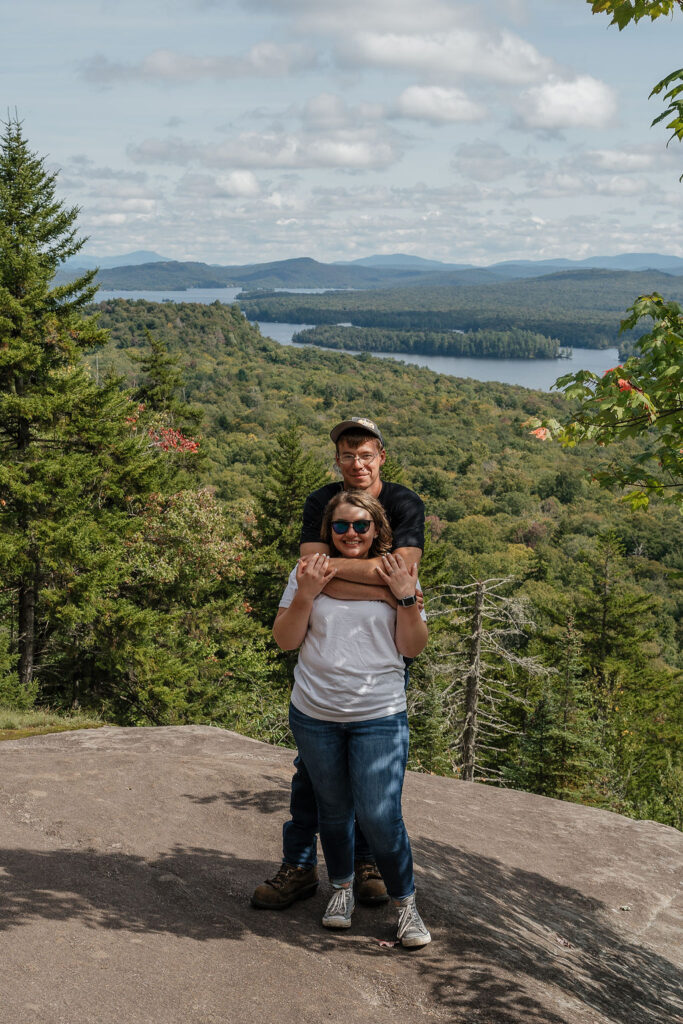 couple hugging at Intimate and Intentional Elopement at Old Forge, New York