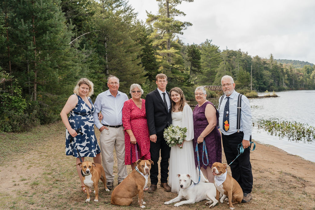 newly married couple with their family 