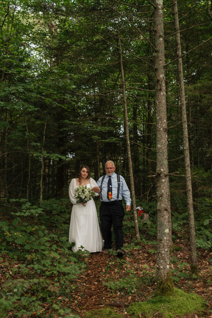 bride heading to her elopement ceremony 