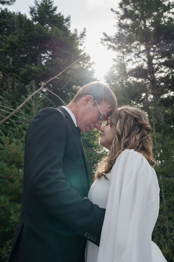 golden hour bride and groom portrait 