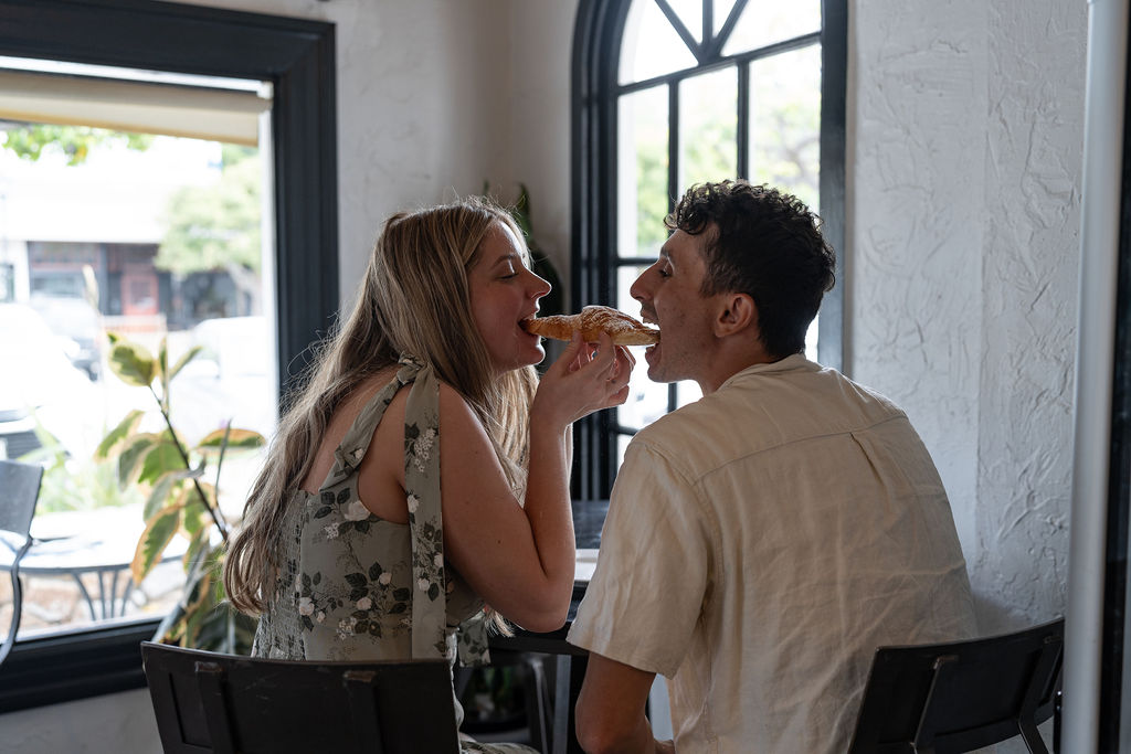 newly engaged couple spending quality time at a coffee shop