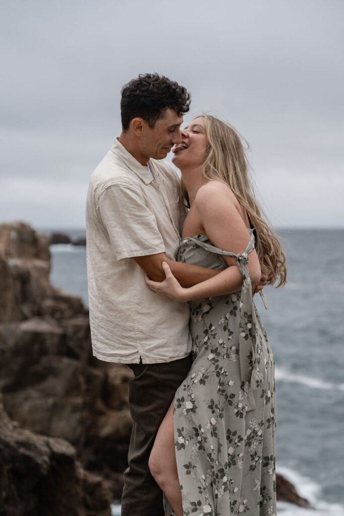 fun couple at their engagement session