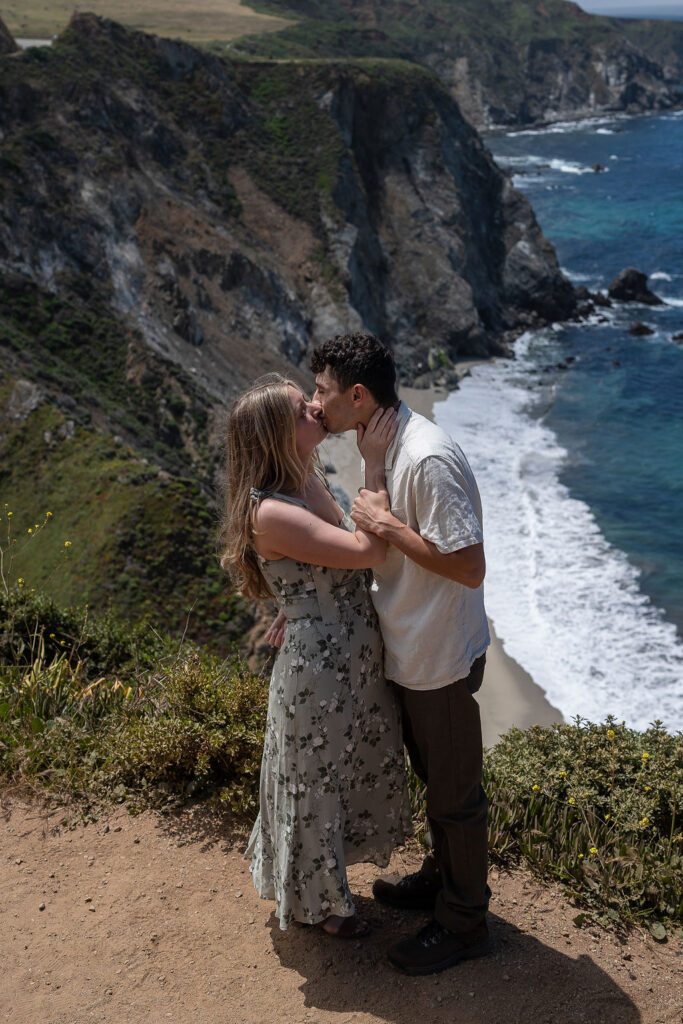 couple kissing during their engagement photoshoot