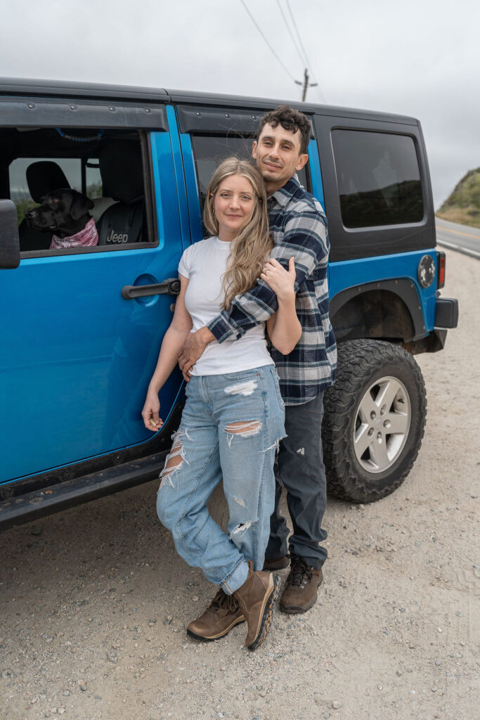 couple posing for the camera during their Fun and Adventurous Engagement Session 