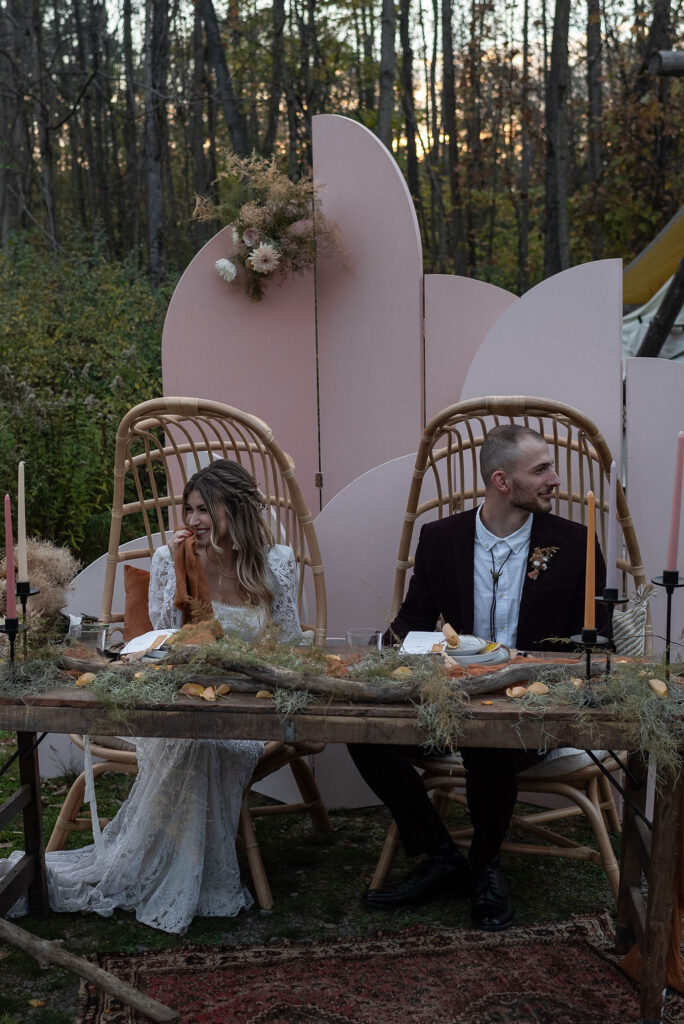 bride and groom at their elopement reception