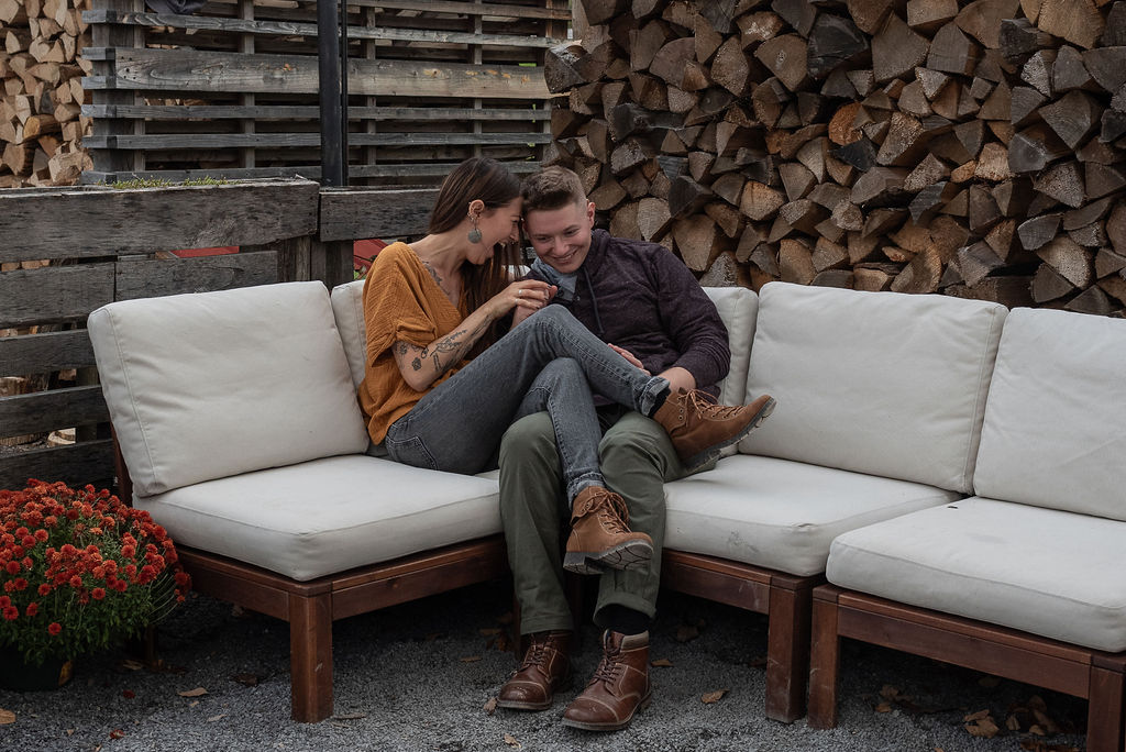 couple having fun during their adventure photoshoot in new york