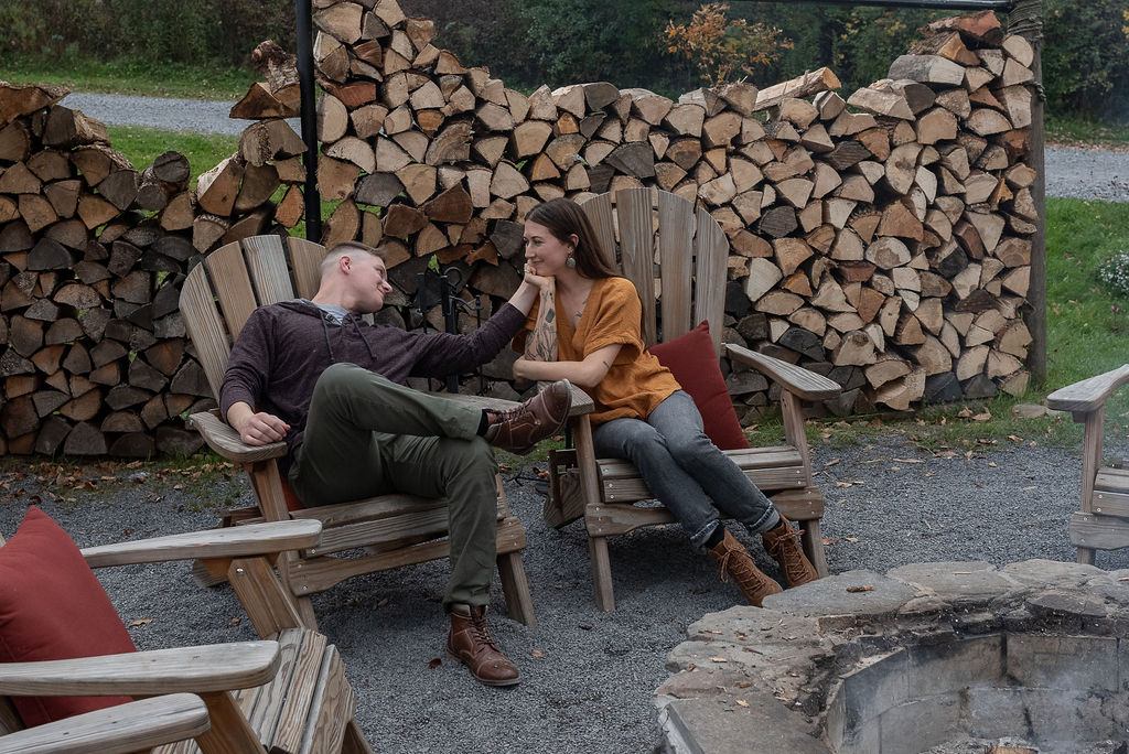 picture of the couple talking during their adventure photoshoot