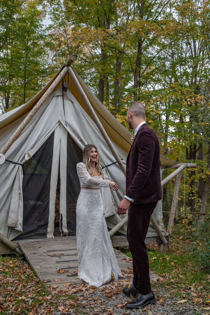 bride and groom before their elopement ceremony