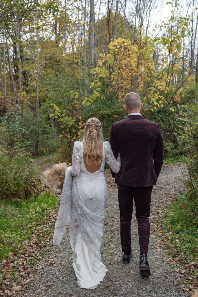 bride and groom heading to their elopement ceremony