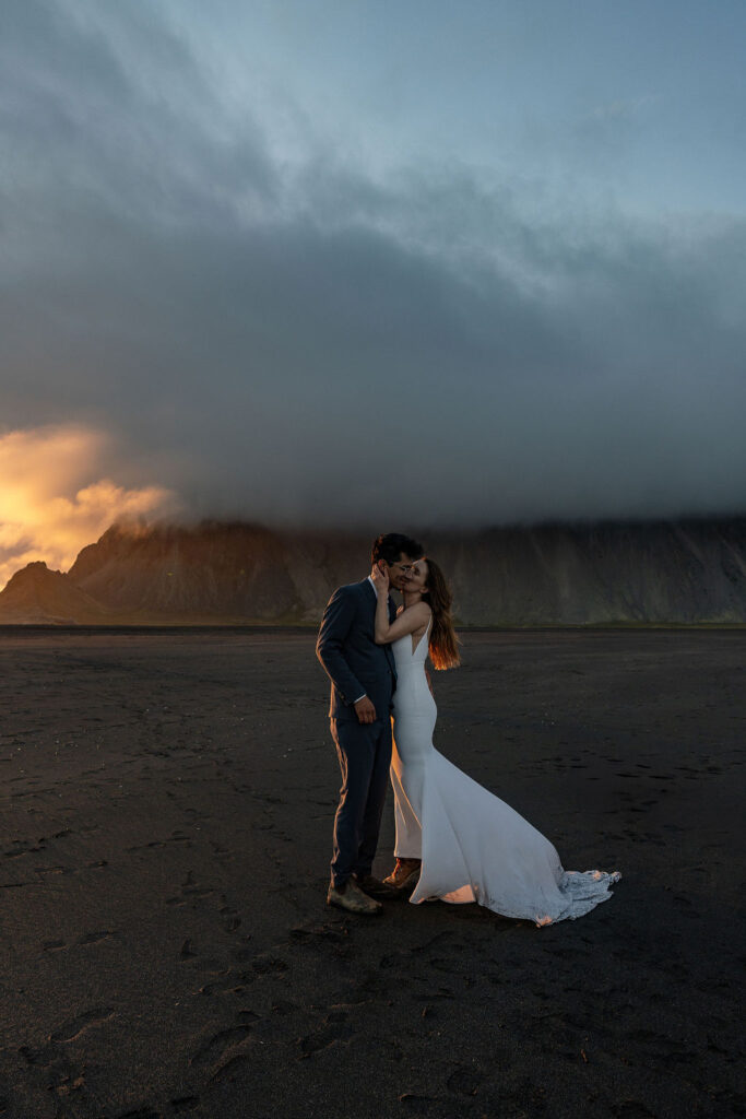 couple kissing during dream adventurous elopement 