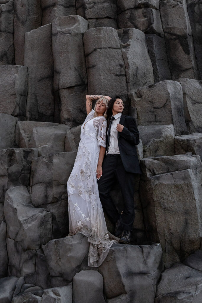 happy couple at their iceland elopement 