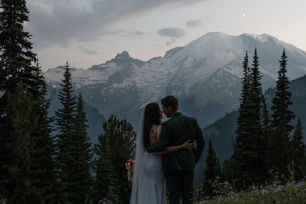 couple looking at each other after their elopement