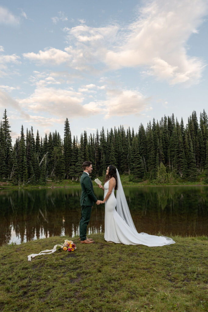 couple at their Adventure Elopement at Mount Rainer National Park