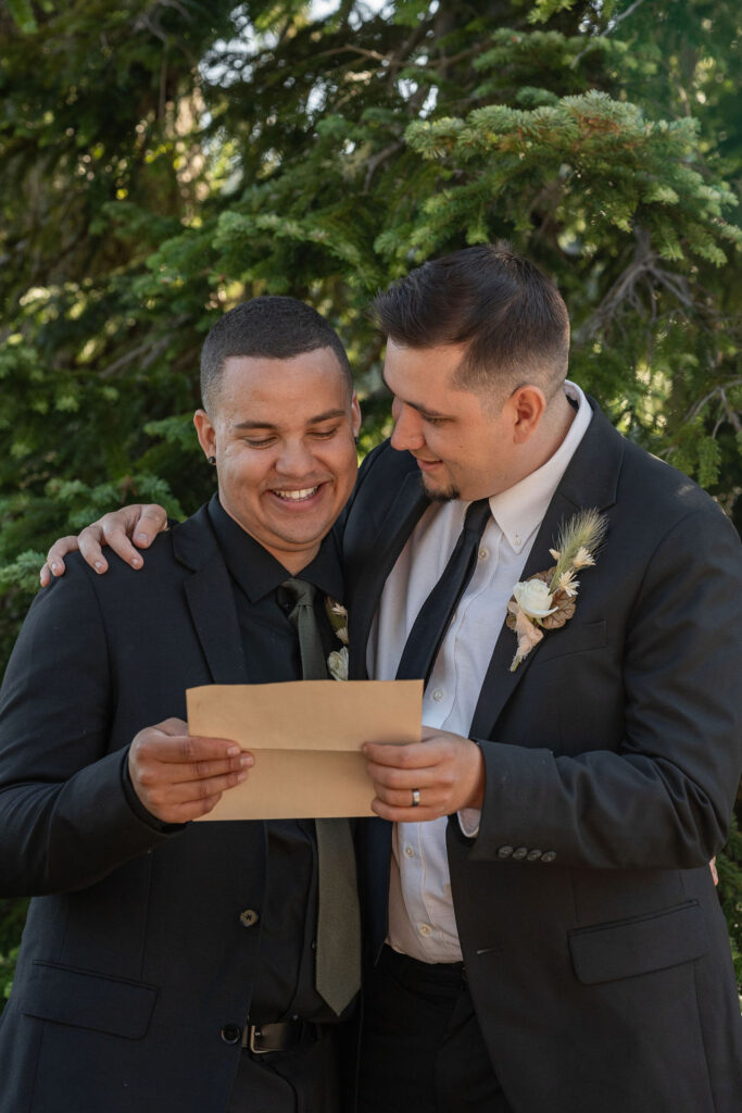 couple reading their vows