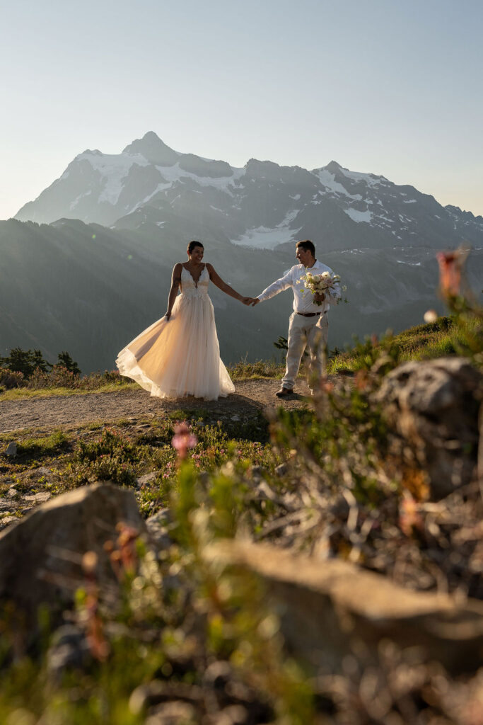 couple at their adventurous elopement 