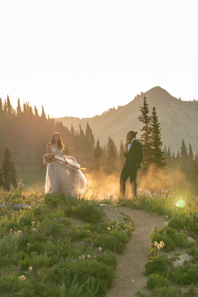 golden hour photoshoot at mt. rainier