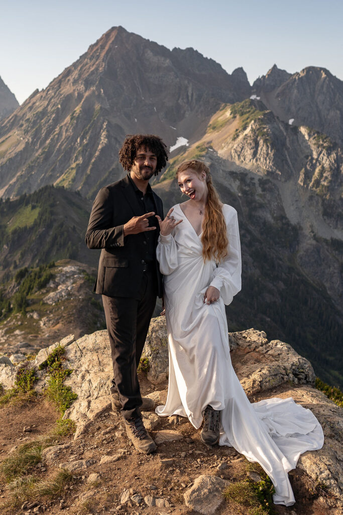 couple posing for the camera during their elopement photoshoot