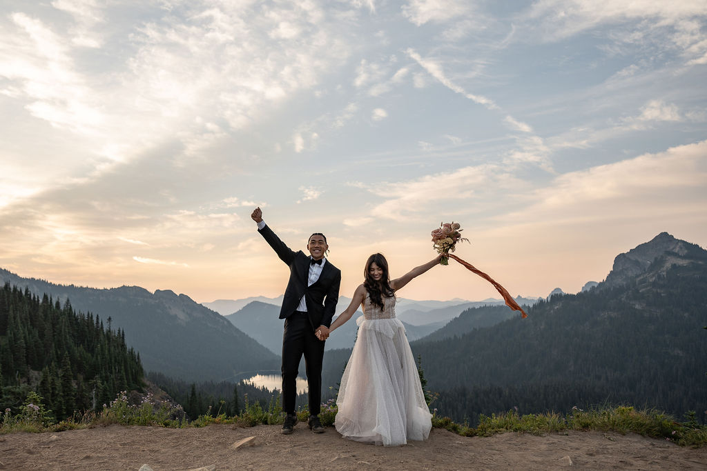 couple at their dream mt. rainier elopement