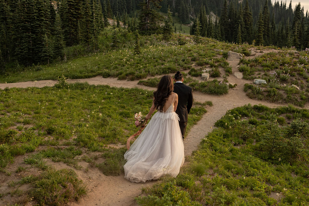 couple having fun at their adventurous elopement 