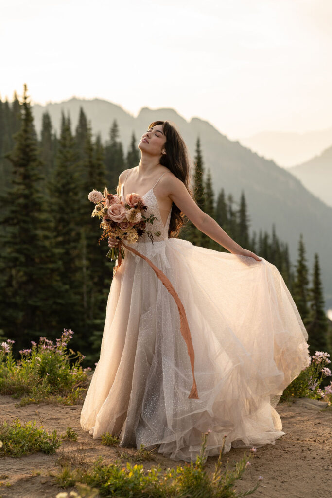 cute picture of the bride at her adventurous elopement 