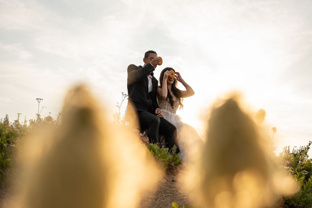 couple at their fun national park elopement 