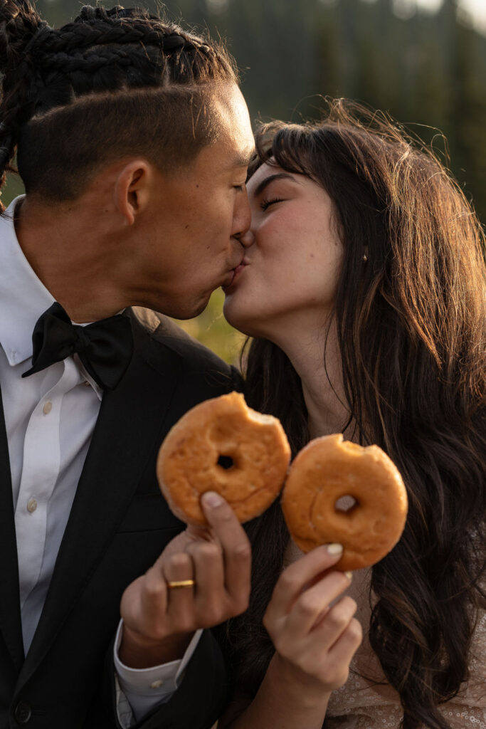 picture of the newlyweds kissing