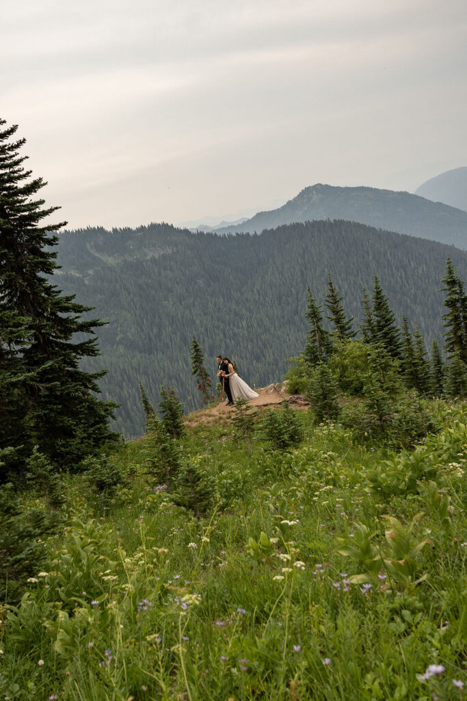 picture of the bride and groom hugging