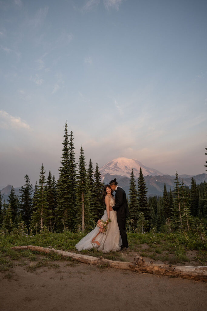 picture of the bride and groom kissing