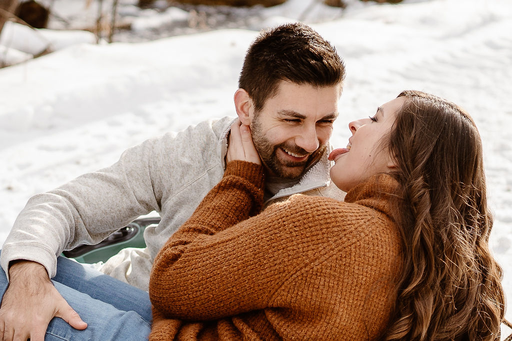 funny picture of the couple at their whimsical photoshoot