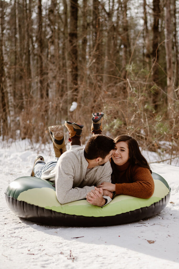 couple smiling during their photo session in new york