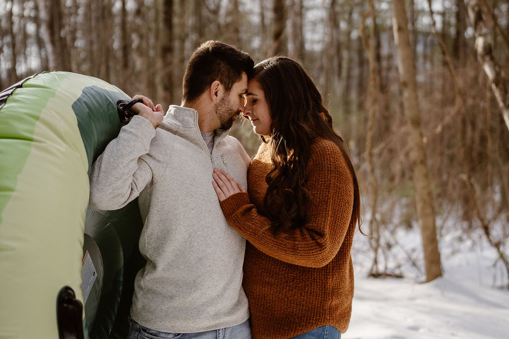 Whimsical Winter Couple Photoshoot in Lake George, NY