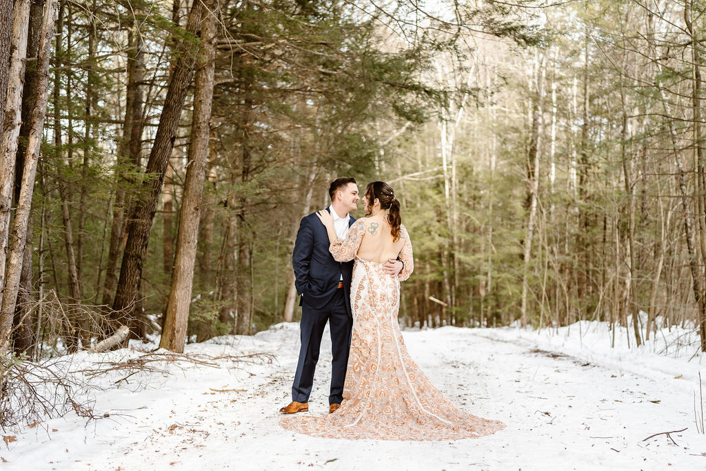 cute couple at their dream winter elopement