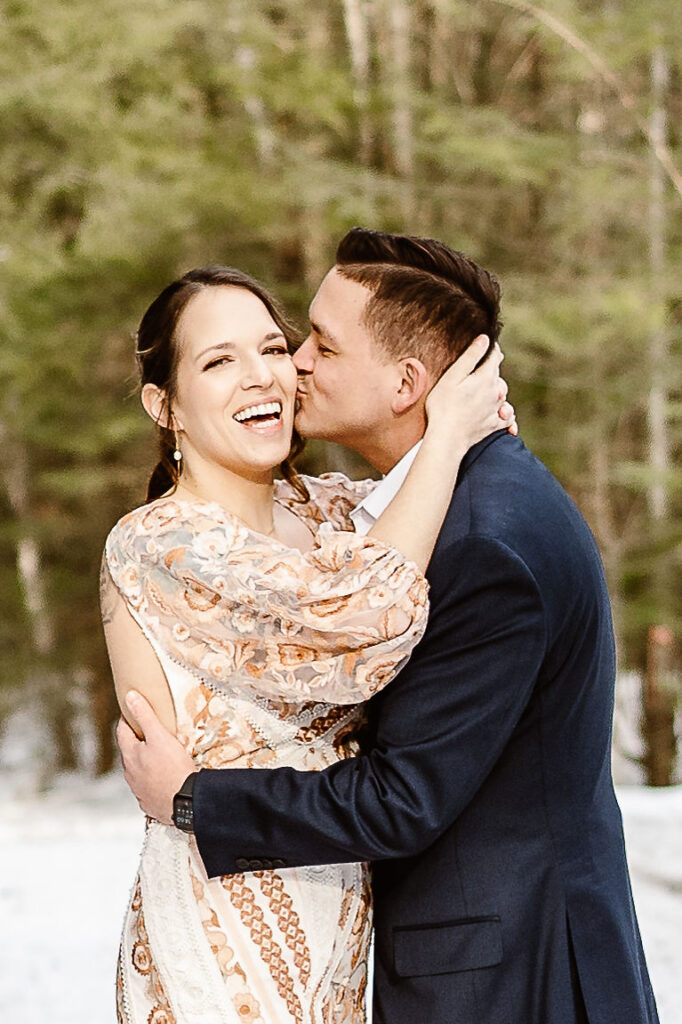 bride and groom at their dream elopement in lake george