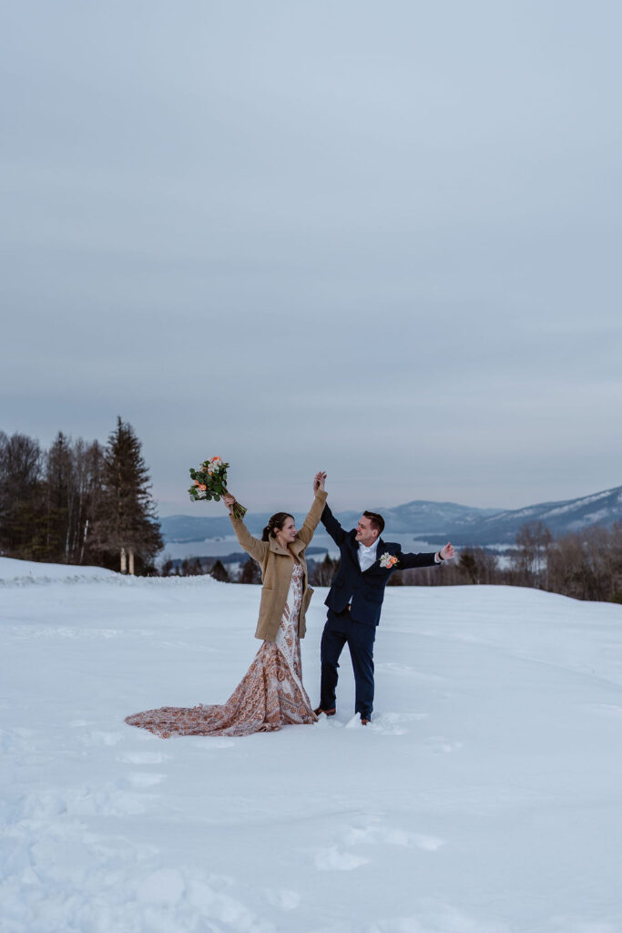 picture of the bride and groom celebrating their marriage 