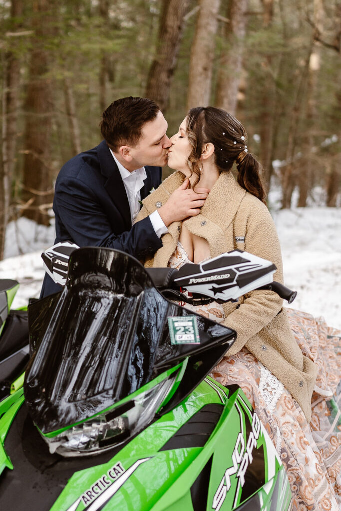 cute picture of the bride and groom kissing