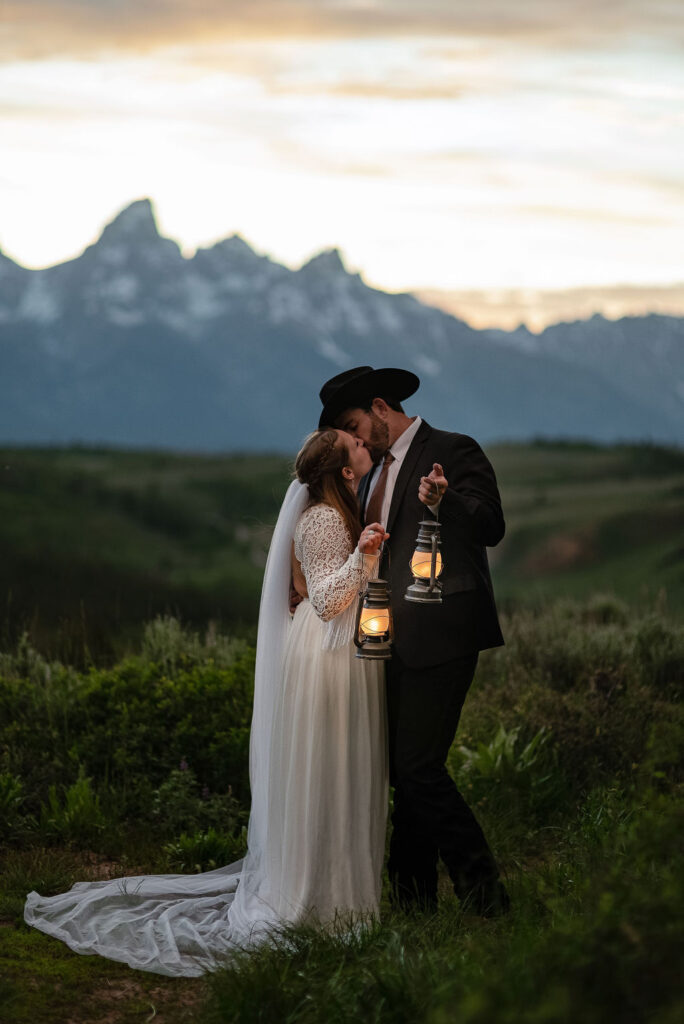 picture of the newlyweds kissing