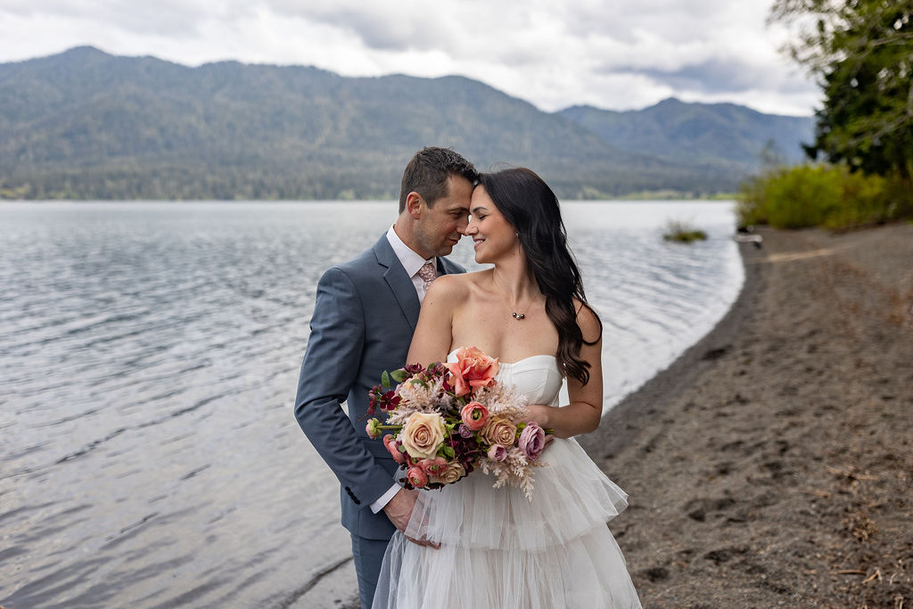 cute couple looking at each other during their photoshoot