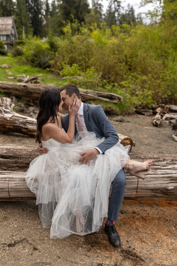 cute couple photoshoot at lake quinault