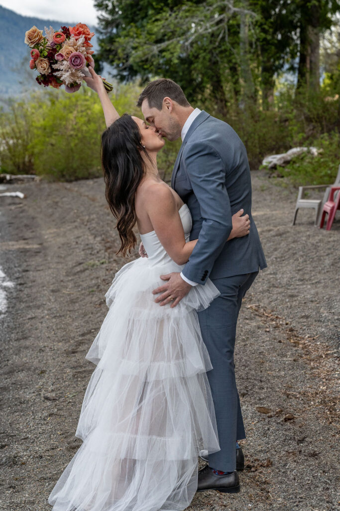 couple kissing after their ceremony